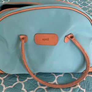 Jon Hart Design Blue and Tan Travel Bag